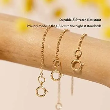 BENIQUE 14K Gold Filled Necklace Extender - Fine Chain, Durable Strong Removable, Made in USA, Set of 3 (14K Gold Filled/Set 2", 4", 6")