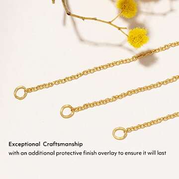 BENIQUE 14K Gold Filled Necklace Extender - Fine Chain, Durable Strong Removable, Made in USA, Set of 3 (14K Gold Filled/Set 2", 4", 6")