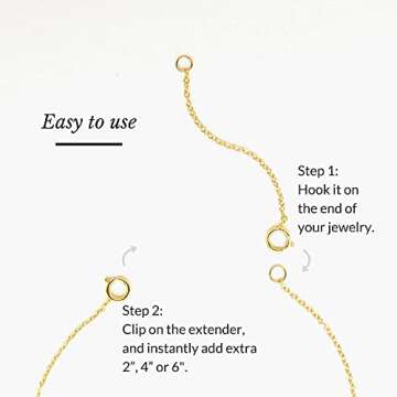 BENIQUE 14K Gold Filled Necklace Extender - Fine Chain, Durable Strong Removable, Made in USA, Set of 3 (14K Gold Filled/Set 2", 4", 6")