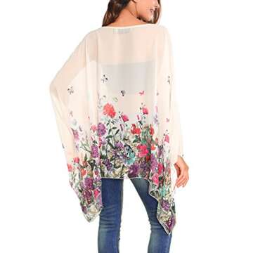 DJT Women's Summer Beach Bikini Bathing Suit Cover Ups Swimsuit Coverup for Women Chiffon Blouses Tunic Top One Size Apricot