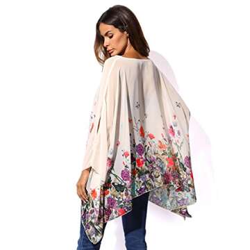 DJT Women's Summer Beach Bikini Bathing Suit Cover Ups Swimsuit Coverup for Women Chiffon Blouses Tunic Top One Size Apricot