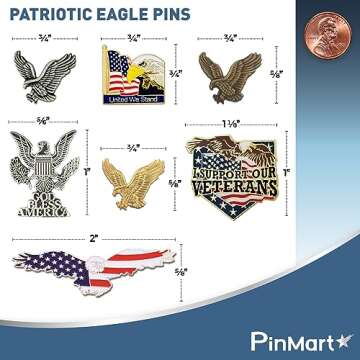 Patriotic Eagle Pin - Gold Plated Enamel Lapel Pin