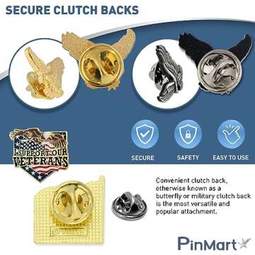 Patriotic Eagle Pin - Gold Plated Enamel Lapel Pin