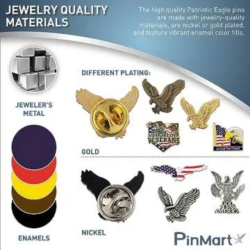 Patriotic Eagle Pin - Gold Plated Enamel Lapel Pin