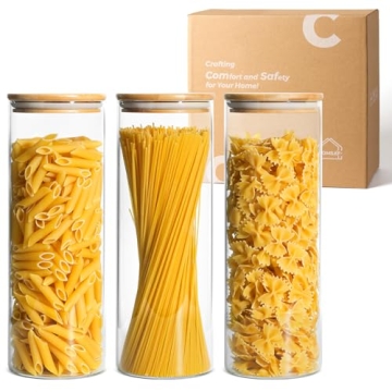 ComSaf Glass Pasta Storage Containers - Stylish Kitchen Organization