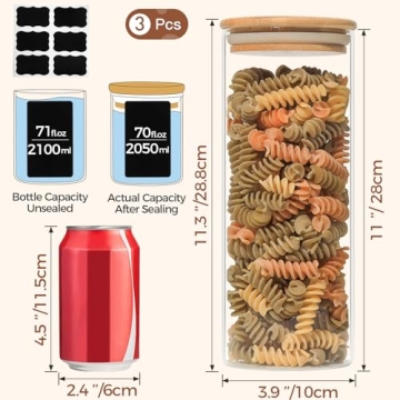 ComSaf Glass Pasta Storage Containers - Stylish Kitchen Organization