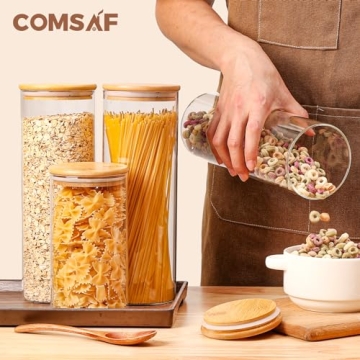 ComSaf Glass Pasta Storage Containers - Stylish Kitchen Organization