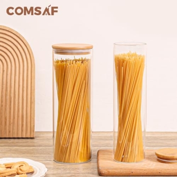 ComSaf Glass Pasta Storage Containers - Stylish Kitchen Organization