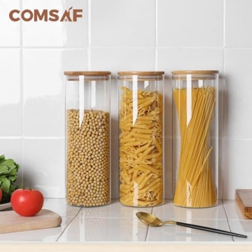 ComSaf Glass Pasta Storage Containers - Stylish Kitchen Organization