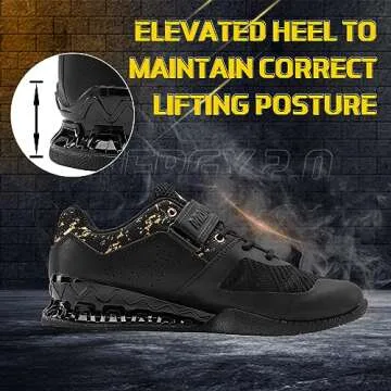 MANUEKLEAR Deadlift Shoes, Strong Anti-Slip Lifting Shoes for Men, Professional Training Weightlifting Shoes for Men and Women, Squat Shoes for Powerlifting with Rubber Non-Slip Sole Obsidian Black