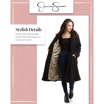 Jessica Simpson Women's Long Sherpa Peacoat - Stylish & Warm