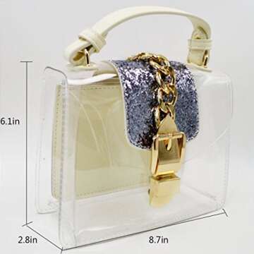 Buddy 2 in 1 Handbag Women Transparent Tote Shoulder Bag Small Jelly Crossbody Bag Beach Chain Purse Beige