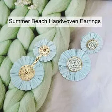 Stylish Statement Raffia Floral Earrings for Women
