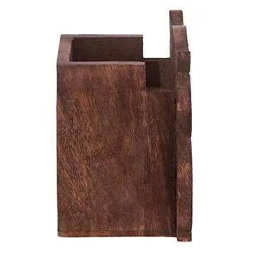 Owl Design Rustic Wood Desk Organizer for Office Supplies