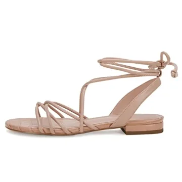 Ermonn Womens Wrap Flat Sandals Low Heel Slip On Open Toe Strappy Fashion Beach Sandal