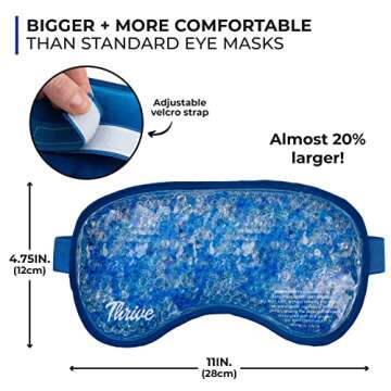 Thrive Hot & Cold Gel Eye Mask - FSA HSA Approved Reusable Gel Bead Ice Face Mask - Warm & Cold Compress for Migraines, Pain Relief, and Puffy Eyes