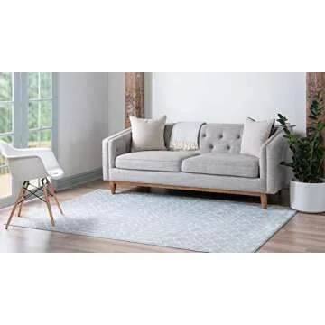 Rugs.com Geometric Kasbah Trellis Collection Rug – 8' X 10' Light Blue Low Pile Rug Perfect for Living Rooms, Large Dining Rooms, Open Floorplans