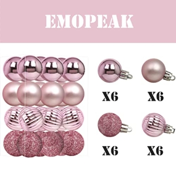Emopeak 24Pcs Shatterproof Christmas Balls Set for Holiday Decor