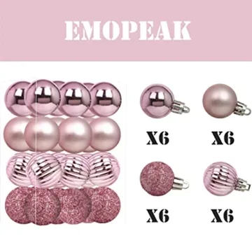Emopeak 24Pcs Shatterproof Christmas Balls Set for Holiday Decor