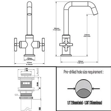 Phiestina Brushed Gold 2-Handle 4 Inch Centerset Single Hole Bathroom Faucet with Drain,Deck Plate and Supply Hoses, Fit for 1 or 3 Hole, SGF002-10-BG