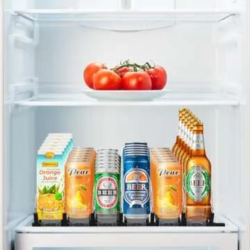 ONCHSH Drink Organizer for Fridge Pantry,Spring Loaded Soda Can Drink Organizer for Refrigerator,soda can dispenser for refrigerator,Width Adjustable Beverage Pusher Glide (Black, 16.4"D - 6 Rows)