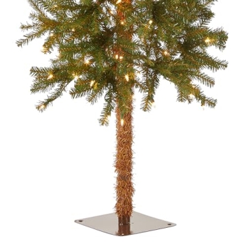 National Tree Company lit Artificial Christmas Tree Includes Pre-strung White Lights and Stand, Hickory Cedar Slim-5 ft