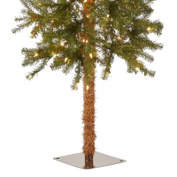 National Tree Company lit Artificial Christmas Tree Includes Pre-strung White Lights and Stand, Hickory Cedar Slim-5 ft