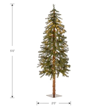 National Tree Company lit Artificial Christmas Tree Includes Pre-strung White Lights and Stand, Hickory Cedar Slim-5 ft