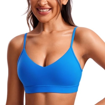 CRZ YOGA Butterluxe V-Neck Sports Bra - Adjustable & Padded for Ultimate Comfort