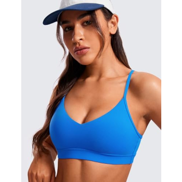 CRZ YOGA Butterluxe V-Neck Sports Bra Adjustable Padded Comfort