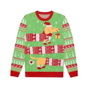 Runhit Ugly Christmas Sweater for Men and Women Crew Neck Funny Pullover for Xmas Holiday Party - Da...