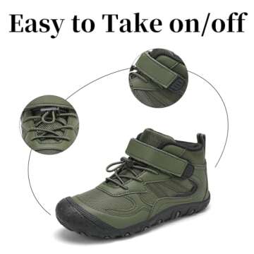 Wolidio Boys Winter Boots Kids Hiking Shoes Girls Ankle Boots Hook and Loop Outdoor Walking Climbing Green Toddler 9