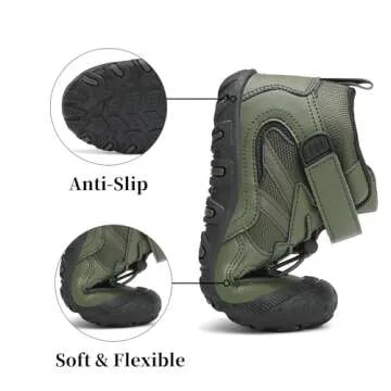 Wolidio Boys Winter Boots Kids Hiking Shoes Girls Ankle Boots Hook and Loop Outdoor Walking Climbing Green Toddler 9