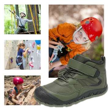Wolidio Boys Winter Boots Kids Hiking Shoes Girls Ankle Boots Hook and Loop Outdoor Walking Climbing Green Toddler 9
