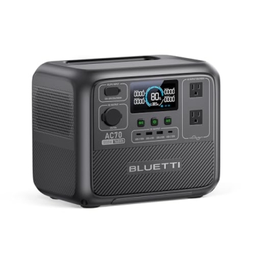 BLUETTI AC70 Portable Power Station, 768Wh LiFePO4 Battery Backup w/ 2 1000W AC Outlets (Power Lifti...