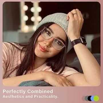 FONHCOO Blue Light Blocking Glasses Women Men TR90 Fashion Round Frame Transparent Eyewear Anti UV G...