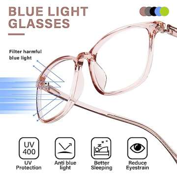 FONHCOO Blue Light Blocking Glasses Women Men TR90 Fashion Round Frame Transparent Eyewear Anti UV Glare Computer Blue light Glasses for Women Men（Upgrade）