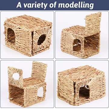 Hamiledyi 2 Pcs Grass House for Rabbits and Small Pets