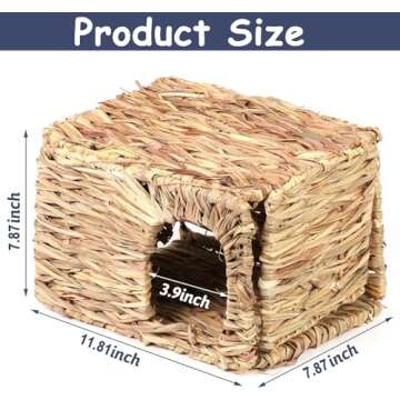Hamiledyi 2 Pcs Grass House for Rabbits and Small Pets
