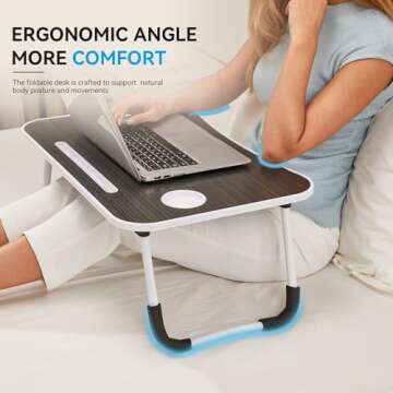 BUYIFY Folding Lap Desk, Ergonomic Portable Laptop Table