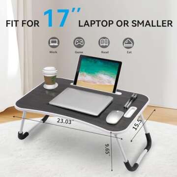 BUYIFY Folding Lap Desk, Ergonomic Portable Laptop Table