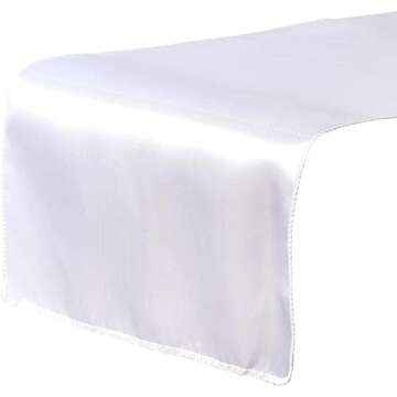 Juvale 10-Pack White Satin Table Runners for Rectangular and Round Tables, Weddings, Baby Showers, Birthday Parties, Banquets, Events Decorations (White, 108.2x11.8 in)