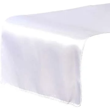 Juvale 10-Pack White Satin Table Runners for Rectangular and Round Tables, Weddings, Baby Showers, Birthday Parties, Banquets, Events Decorations (White, 108.2x11.8 in)