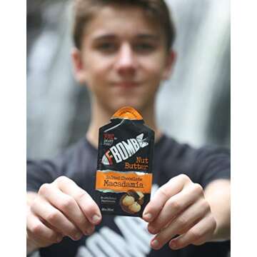 FBOMB Macadamia Nut Butter Packets: Salted Chocolate (10 Pack), Keto Fat Bombs: All-Natural Energy From Healthy Fats | Low Carb, Paleo,Keto Snacks With No Added Sugar , 1 Fl Oz (Pack of 10)