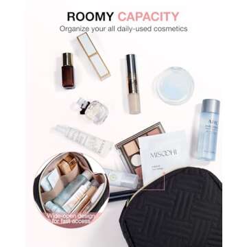 BAGSMART Small Makeup Bag, Travel Cosmetic Bag Make Up Pouch Small Travel Zipper Pouch,Water-resistant Toiletry Bag,Makeup Organizer Bag for Women,Black