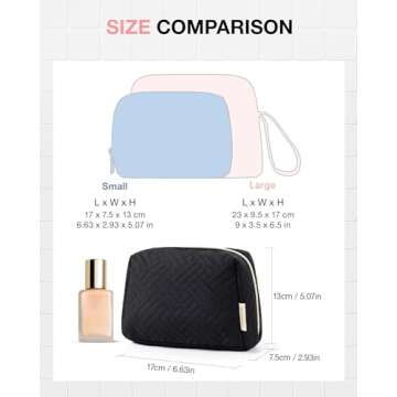 BAGSMART Small Makeup Bag, Travel Cosmetic Bag Make Up Pouch Small Travel Zipper Pouch,Water-resistant Toiletry Bag,Makeup Organizer Bag for Women,Black
