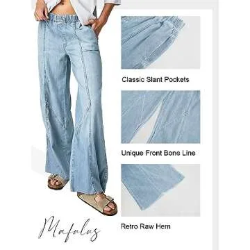 Stylish Mafulus Women's High Waisted Wide Leg Jeans