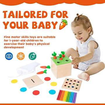 Montessori Toys for 1+ Year Old Baby Gifts,Play Kit Box Includes Carrot Harvest Games,Infant Coin Bo...