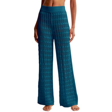 Saodimallsu Womens Crochet Cover Up Pants - Stylish Sheer Mesh Summer Swimwear