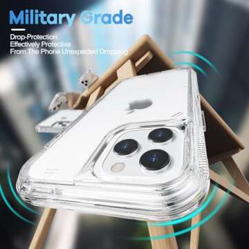 ORIbox for iPhone 13 Pro Max/12 Pro Max Case Clear, [10 FT Military Grade Drop Protection], Transparent Heavy Duty Shockproof Anti-Fall Case for iPhone 13/12 Pro Max,6.7 inch,3 in 1, Crystal Clear